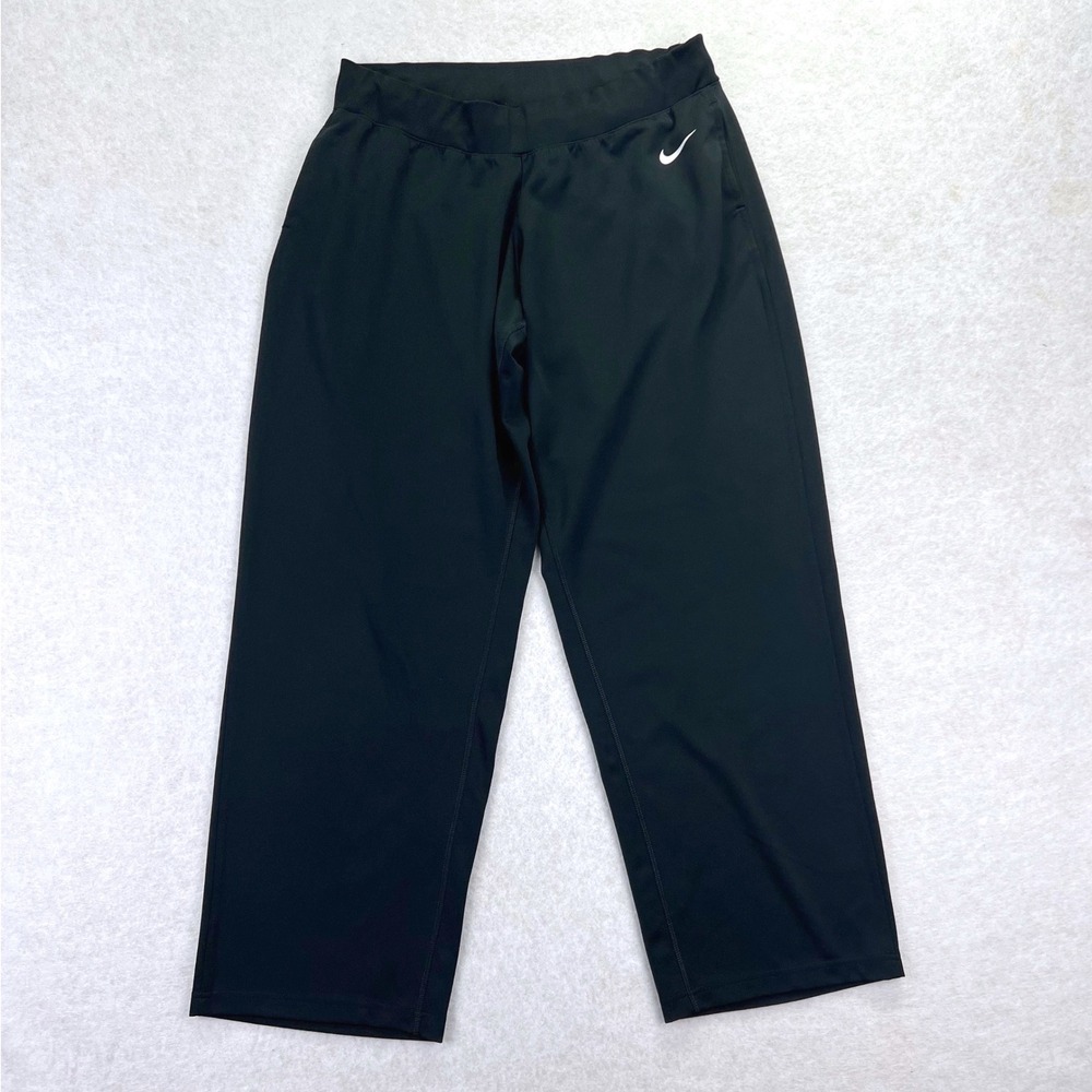 Nike Athletic Wide Leg Sweatpants Womens XL Black Dry Fit Activewear Workout